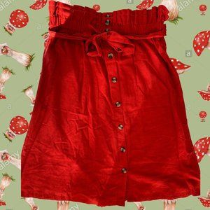 Brick red paperbag button down skirt